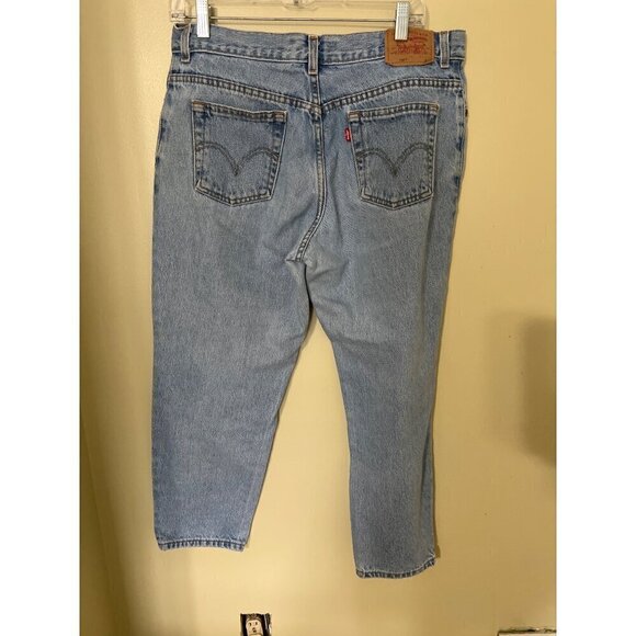 Levis 550 Relaxed Fit Tapered Leg Jeans Womens 14 Petite Light Wash - Picture 7 of 12